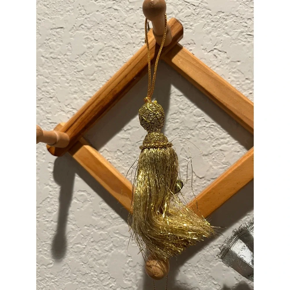 Mixed Lot of Vintage Gold & Silver Ornaments - Angel, Fans, Tassels & Heart